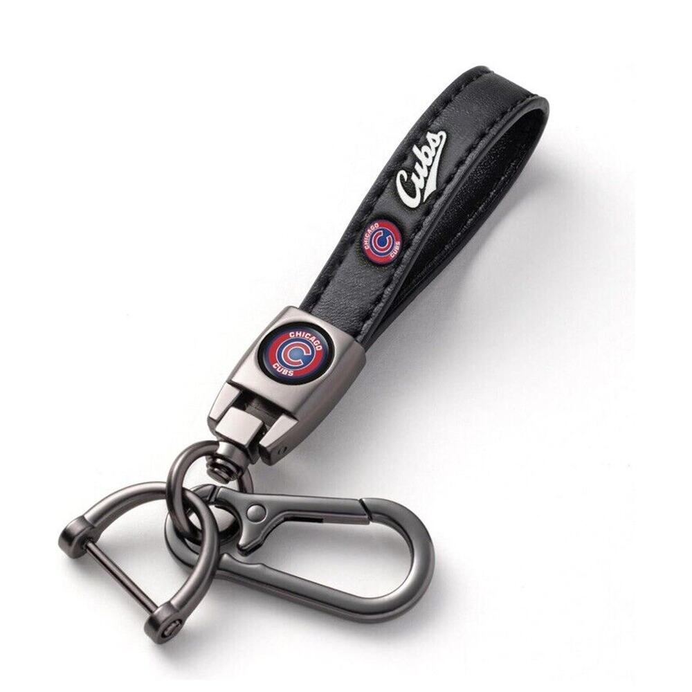 CHICAGO CUBS Genuine Leather Keychain Key Chain Ring Fob Holder Baseball NEW